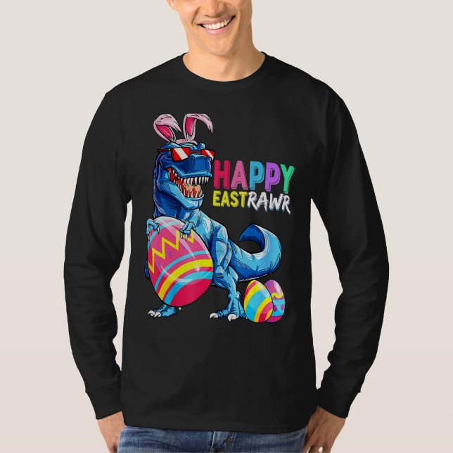 Camiseta Happy Eastrawr Rex Dinosaur Easter Bunny Egg Costu (Frente)