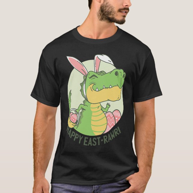 Camiseta Happy Eastrawr Rex Dinosaur Easter Bunny Egg Costu (Frente)