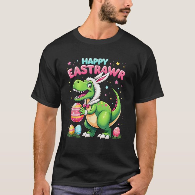 Camiseta Happy Eastrawr T Rex Dinosaur Easter Bunny Candy E (Frente)
