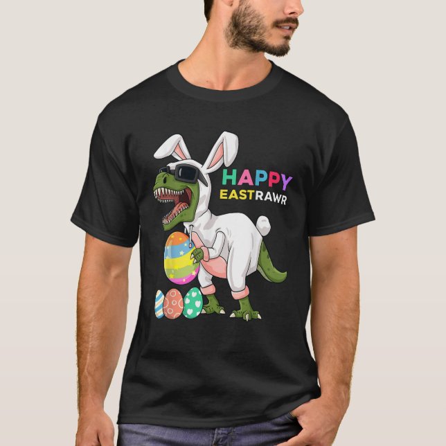 Camiseta Happy Eastrawr T Rex Easter Bunny Dinosaur Eggs Bo (Frente)