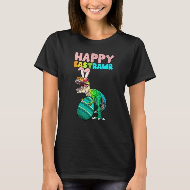 Camiseta Happy Eastrawr Trex Easter Bunny Egg Dinosaur Kids (Frente)
