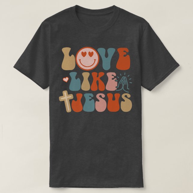 Camiseta Happy Face Love Like Jesus Faith Christian  (Frente do Design)