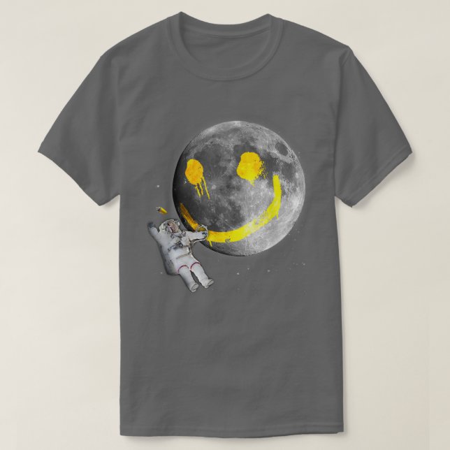 Camiseta Happy Face Moon Graffiti Astronaut Space Nerd  (Frente do Design)