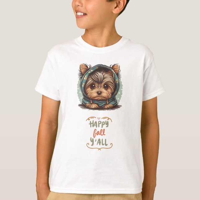 Camiseta Happy Fall Y Yorkshire Terrier Autumn Hoodie (Frente)