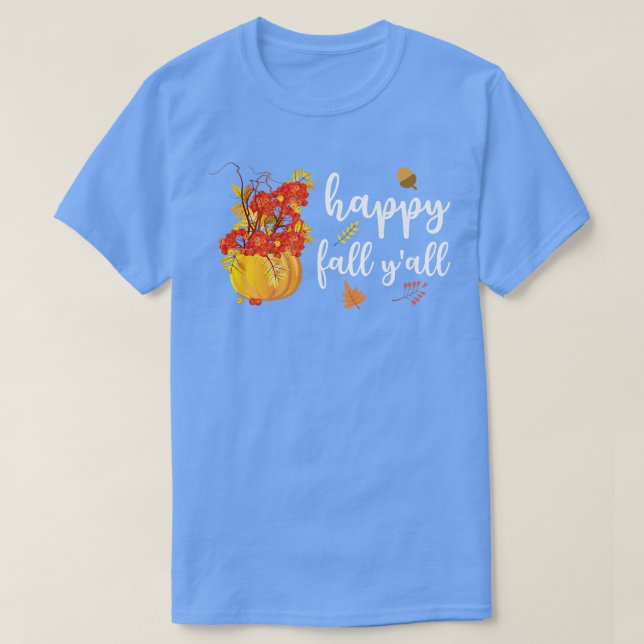 Camiseta Happy Fall Y'all Cute Pumpkin Leaves Autumn Fall S (Frente do Design)