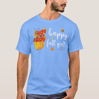 Camiseta Happy Fall Y'all Cute Pumpkin Leaves Autumn Fall S