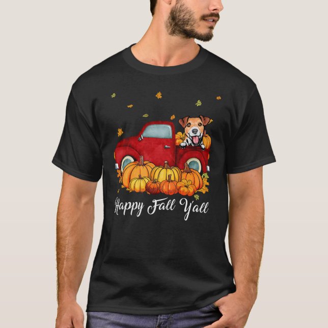 Camiseta Happy Fall Y'all Jack Russell Terrier Dog Truck Pu (Frente)