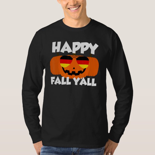Camiseta Happy Fall Y'all Thanksgiving Pumpkin Germany Glas (Frente)