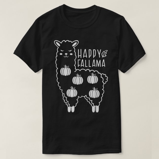 Camiseta Happy Fallama Pumpkin Patch Lama Alpaca Autumn Ha (Frente do Design)