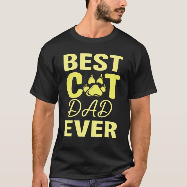 Camiseta Happy Fathers Day Best Cat Dad Ever Daddy Son Daug (Frente)