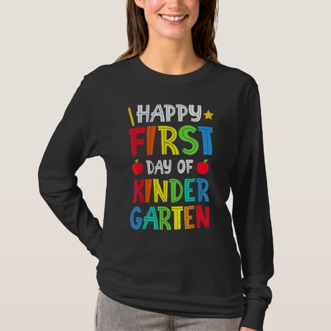 Camiseta Happy First Day Of Kindergarten Back To School (Frente)