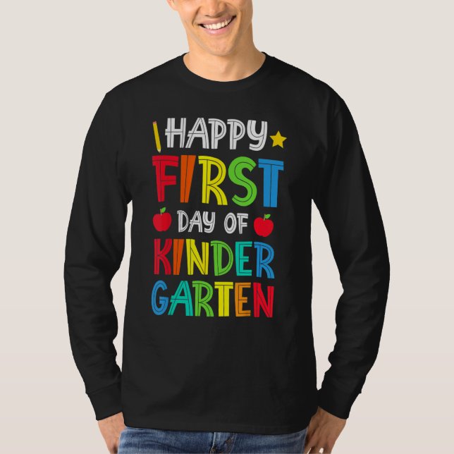 Camiseta Happy First Day Of Kindergarten Back To School (Frente)