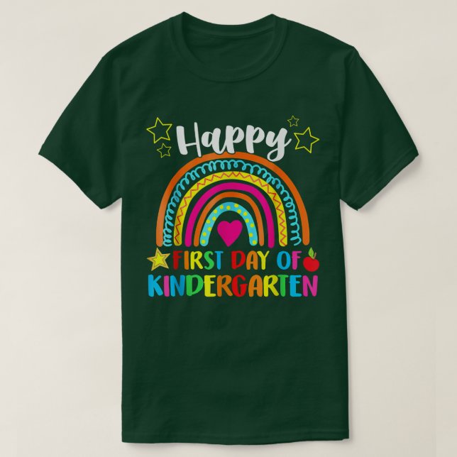 Camiseta Happy First Day Of Kindergarten School Teacher Rai (Frente do Design)