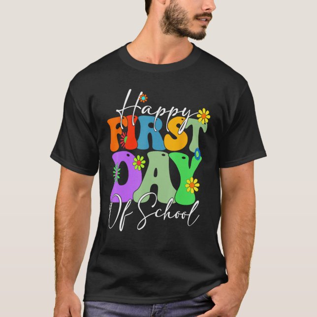 Camiseta Happy First Day Of School Back To School Floral Gr (Frente)