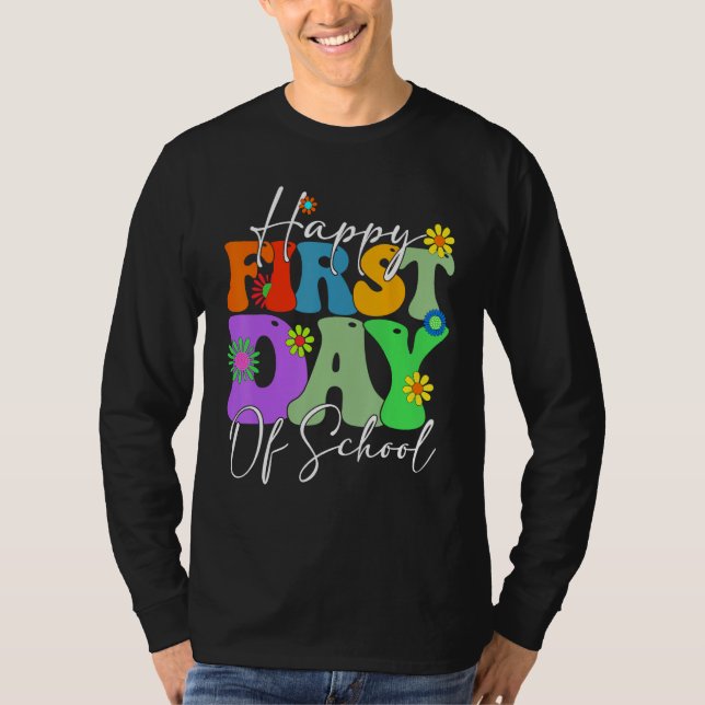 Camiseta Happy First Day Of School Back To School Floral Gr (Frente)