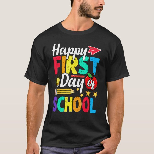Camiseta Happy First Day Of School Cute  Back To School 1 (Frente)