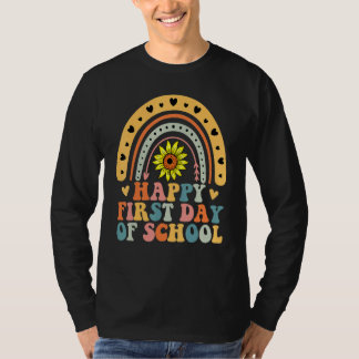 Camiseta Happy First Day Of School Teacher Student Sunflowe