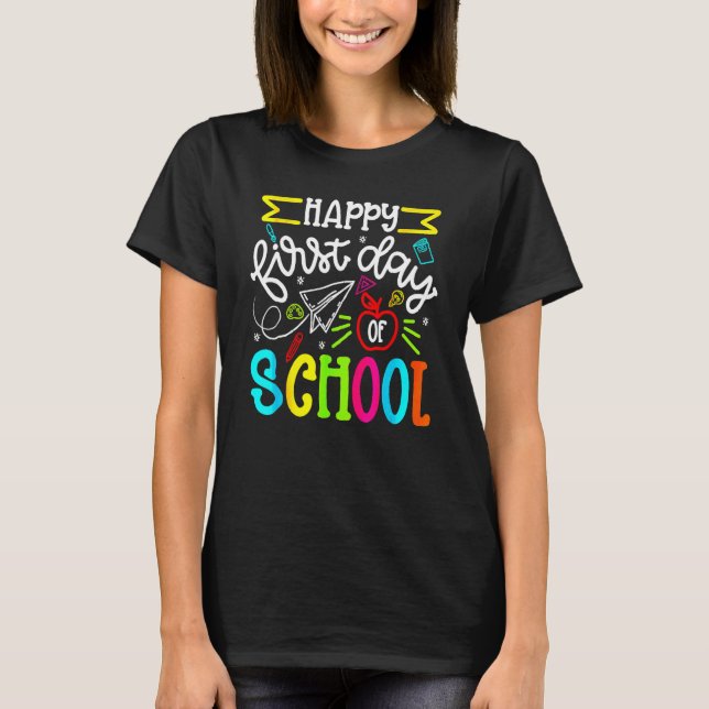 Camiseta Happy First Day Of School Welcome Back To School T (Frente)