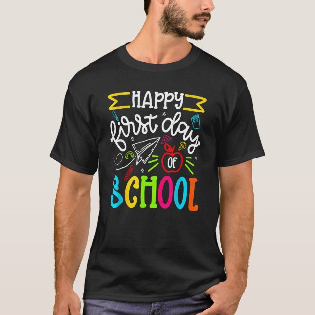 Camiseta Happy First Day Of School Welcome Back To School T (Frente)