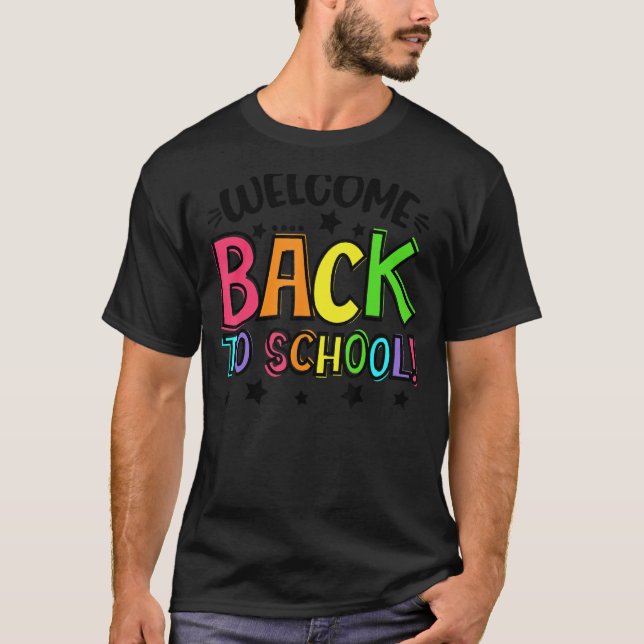 Camiseta Happy First Day Welcome Back To School Teacher Stu (Frente)
