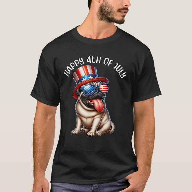 Camiseta Happy Fourth of July Pug July 4th Pug  (Frente)