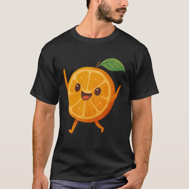 Camiseta Happy Fruit Citrus Cheerful Fruitarian Cute Orange (Frente)