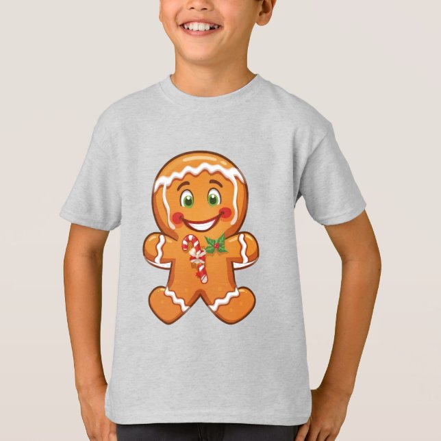 Camiseta Happy Gingerbread Cookie – Kids Christmas Tee (Frente)
