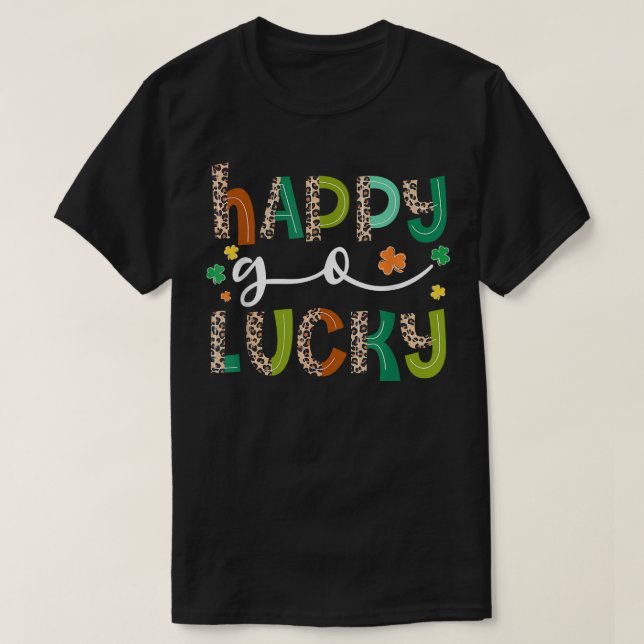 Camiseta Happy Go Lucky Dia de São Patrício Lepard Lucky Cl (Frente do Design)