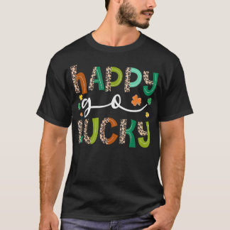 Camiseta Happy Go Lucky Dia de São Patrício Lepard Lucky Cl