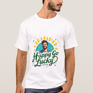 Camiseta Happy Go Lucky: Homem Sorridente com Víblias Posit