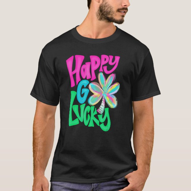 Camiseta Happy Go Lucky Irish Lucky Shamrock Men Women Patr (Frente)