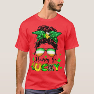 Camiseta Happy Go Lucky Mulheres Mensageiras Bun Shamrock R