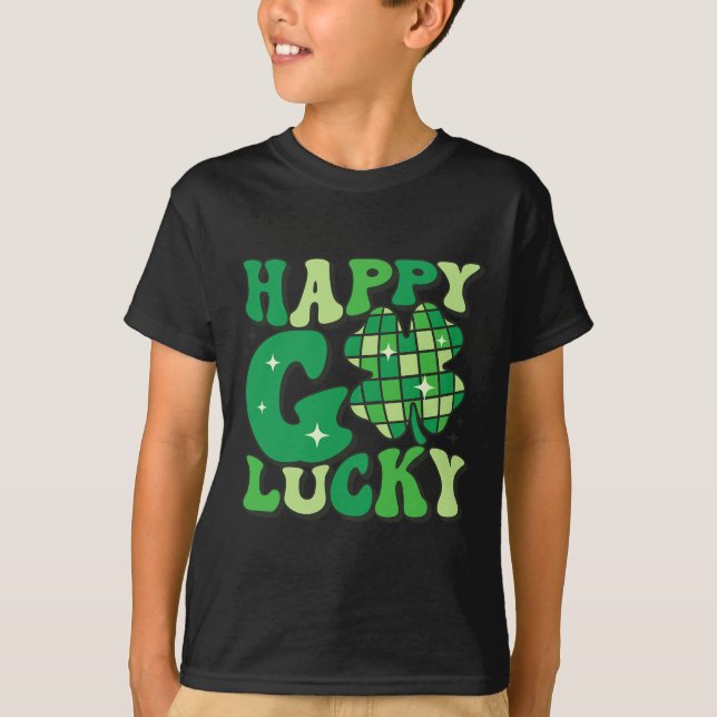 Camiseta Happy Go Lucky Shamrock Homens Dias de São Patríci (Frente)