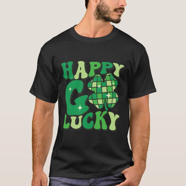 Camiseta Happy Go Lucky Shamrock Homens Dias de São Patríci (Frente)