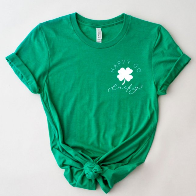 Camiseta Happy Go Lucky Shamrock Rua dia de Patrick (Criador carregado)