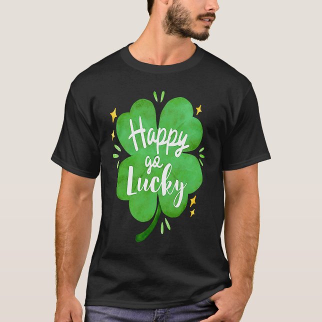 Camiseta Happy Go Lucky Shamrock Saint Patrick's Day (Frente)