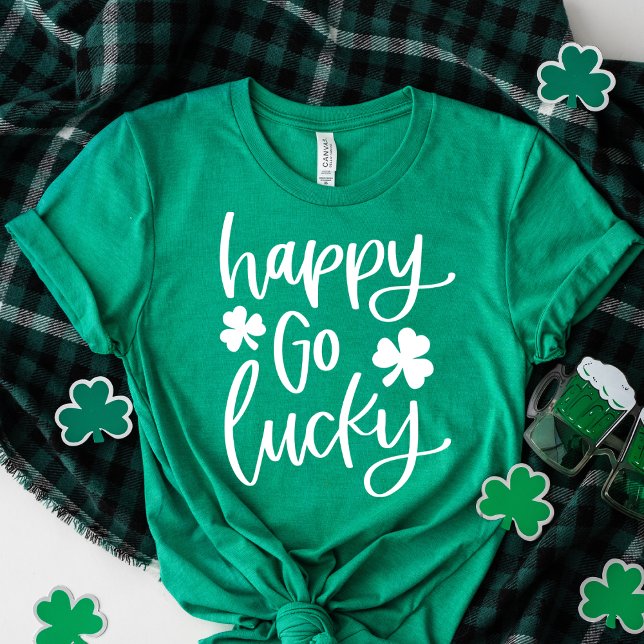 Camiseta Happy Go Lucky | Tipografia Branca (Criador carregado)