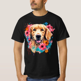 Camiseta Happy Golden Retriever Colorful Floral Splash