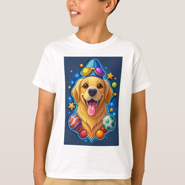 Camiseta Happy Golden Retriever Dog Cartoon (Frente)