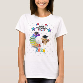 Camiseta Happy Graduation 2026 - Cute Owl & Books