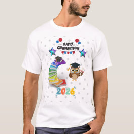 Camiseta Happy Graduation 2026 - Cute Owl & Books