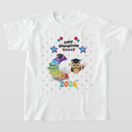 Camiseta Happy Graduation 2026 - Cute Owl & Books