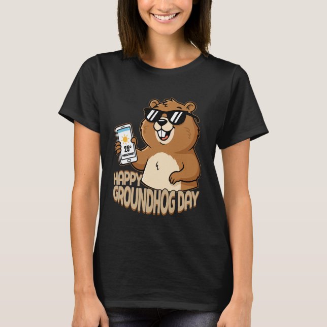 Camiseta Happy Groundhog Day Cute Woodchuck Funny Groundhog (Frente)