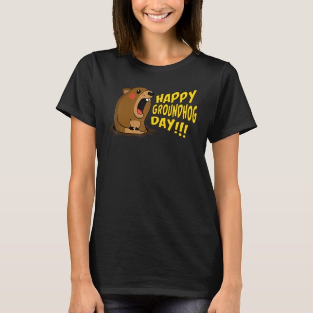 Camiseta Happy Groundhog Day February 2nd, Cute Groundhog C (Frente)