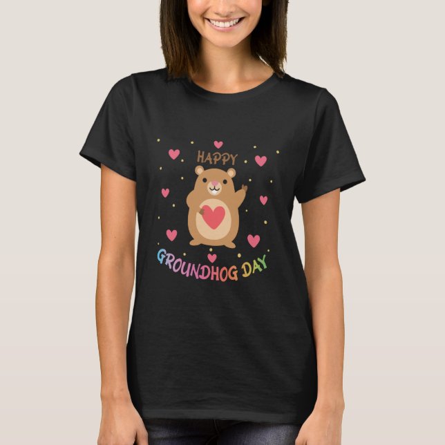 Camiseta Happy Groundhog Day Groundhog Day Cute Woodchuck G (Frente)