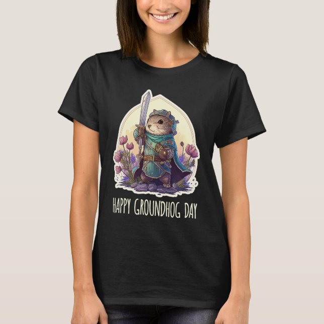 Camiseta Happy groundhog Day Quote Cool Groundhog knight (Frente)