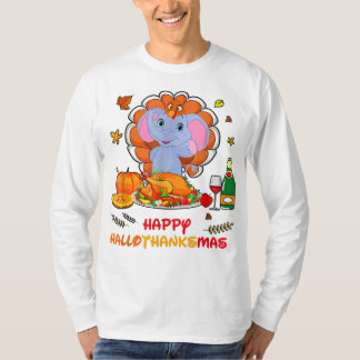 Camiseta Happy Hallo Elephant Bebendo Wine Obrigado, Presen
