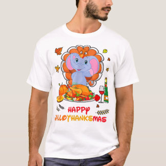 Camiseta Happy Hallo Elephant Bebendo Wine Obrigado, Presen