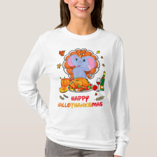 Camiseta Happy Hallo Elephant Bebendo Wine Obrigado, Presen
