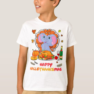Camiseta Happy Hallo Elephant Bebendo Wine Obrigado, Presen